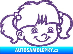 Samolepka Dítě v autě 035 pravá holka hlavička Ultra Metalic fialová