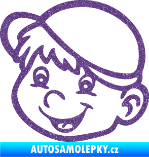 Samolepka Dítě v autě 038 levá kluk hlavička Ultra Metalic fialová