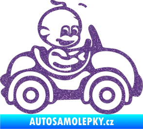 Samolepka Dítě v autě 041 pravá chlapeček v autíčku Ultra Metalic fialová