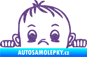 Samolepka Dítě v autě 045 levá chlapeček hlavička Ultra Metalic fialová