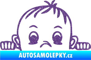Samolepka Dítě v autě 045 pravá chlapeček hlavička Ultra Metalic fialová