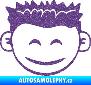 Samolepka Dítě v autě 048 levá kluk hlavička Ultra Metalic fialová