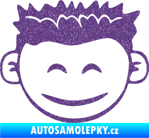 Samolepka Dítě v autě 048 pravá kluk hlavička Ultra Metalic fialová