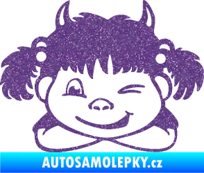 Samolepka Dítě v autě 056 levá holčička čertice Ultra Metalic fialová