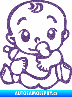 Samolepka Dítě v autě 069 levá mimčo s lahvičkou Ultra Metalic fialová
