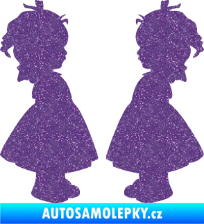 Samolepka Dítě v autě 072 dvě holčičky sourozenci Ultra Metalic fialová
