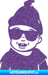 Samolepka Dítě v autě 081 levá chlapeček v brýlích Ultra Metalic fialová