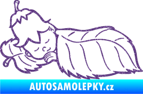 Samolepka Dítě v autě 107 levá spinká na lístečku Ultra Metalic fialová