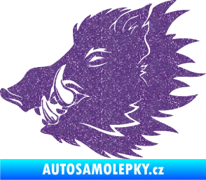 Samolepka Divoké prase 001 levá kanec hlava Ultra Metalic fialová
