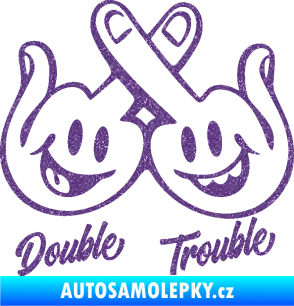 Samolepka Double trouble smajlíci f*ck Ultra Metalic fialová