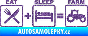 Samolepka Eat sleep farm Ultra Metalic fialová