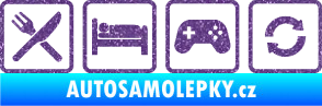 Samolepka Eat sleep game repeat hrát počítačové hry Ultra Metalic fialová