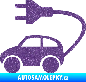 Samolepka Elektro auto 002 levá symbol zásuvka Ultra Metalic fialová