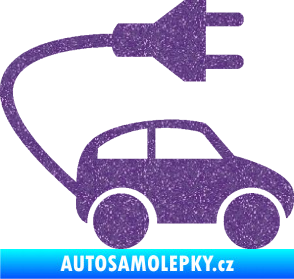 Samolepka Elektro auto 002 pravá symbol zásuvka Ultra Metalic fialová