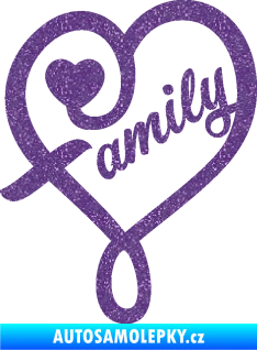 Samolepka Family 001 nápis se srdíčkem Ultra Metalic fialová