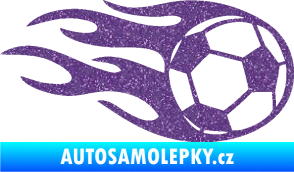 Samolepka Fotbalový míč 004 pravá v plamenech Ultra Metalic fialová