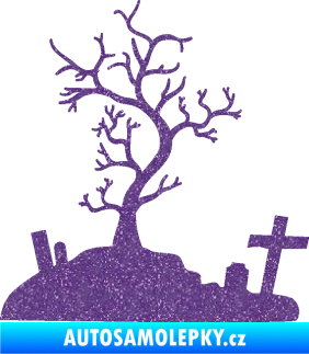 Samolepka Halloween 019 levá hřbitov Ultra Metalic fialová