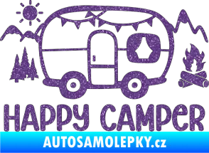 Samolepka Happy camper 002 pravá kempování s karavanem Ultra Metalic fialová
