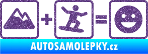 Samolepka Hory + snowboard = veselý smajlík Ultra Metalic fialová