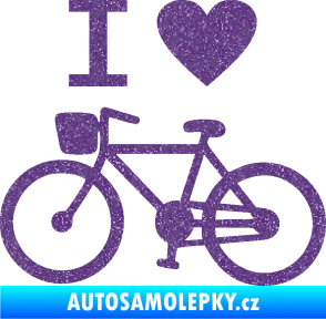 Samolepka I love cycling levá Ultra Metalic fialová