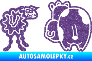 Samolepka JDM kravička a ovečka 002 pravá Ultra Metalic fialová