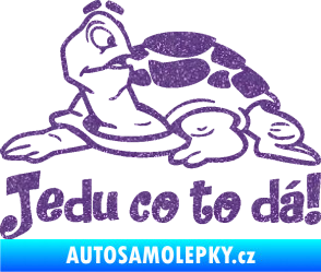 Samolepka Jedu co to dá! 001 levá nápis se želvou Ultra Metalic fialová