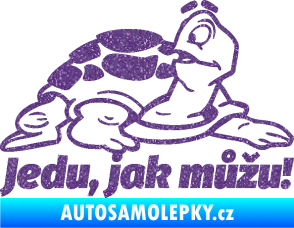Samolepka Jedu, jak můžu! 001 pravá nápis se želvou Ultra Metalic fialová