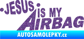 Samolepka Jesus is my airbag nápis Ultra Metalic fialová