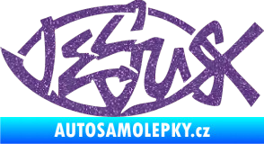 Samolepka Jesus rybička 001 křesťanský symbol Ultra Metalic fialová