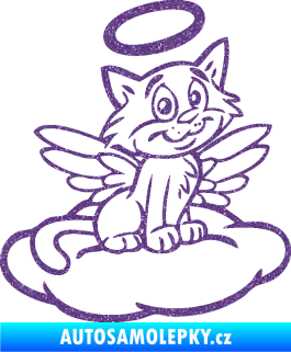Samolepka Kočka 020 pravá andílek na obláčku Ultra Metalic fialová