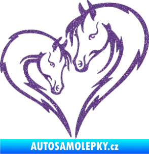 Samolepka Koníci 002 - pravá srdíčko kůň s hříbátkem Ultra Metalic fialová