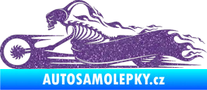 Samolepka Kostra na motorce s plameny levá Ultra Metalic fialová