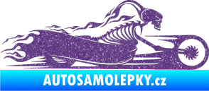 Samolepka Kostra na motorce s plameny pravá Ultra Metalic fialová