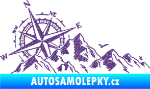 Samolepka Krajina hory 043 levá s kompasem Ultra Metalic fialová