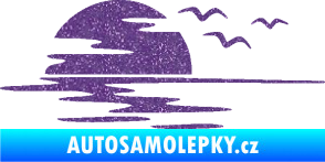 Samolepka Krajina moře 003 levá západ slunce odraz na hladině Ultra Metalic fialová