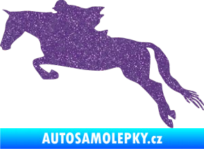 Samolepka Kůň 015 levá skok s jezdcem Ultra Metalic fialová