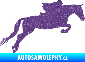 Samolepka Kůň 015 pravá skok s jezdcem Ultra Metalic fialová