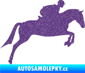 Samolepka Kůň 020 pravá skok s jezdcem Ultra Metalic fialová