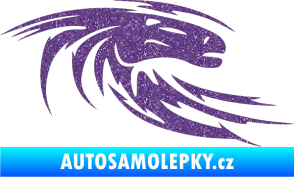 Samolepka Kůň 023 pravá hlava s vlající hřívou Ultra Metalic fialová