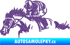 Samolepka Kůň 075 levá závod s jezdcem, dostihy Ultra Metalic fialová