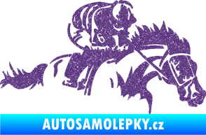 Samolepka Kůň 075 pravá závod s jezdcem, dostihy Ultra Metalic fialová