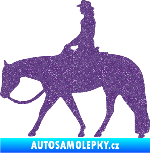 Samolepka Kůň 082 levá kovbojka na koni Ultra Metalic fialová