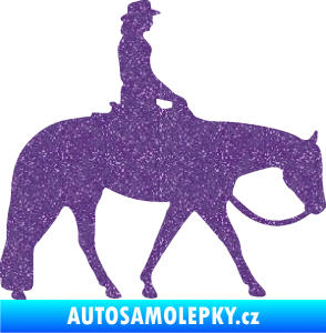 Samolepka Kůň 082 pravá kovbojka na koni Ultra Metalic fialová