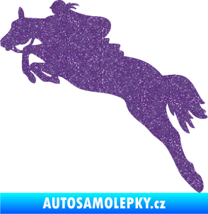 Samolepka Kůň 084 levá s jezdkyní Ultra Metalic fialová