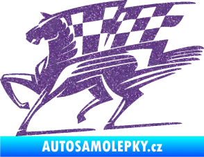 Samolepka Kůň racing 001 levá se šachovnicí Ultra Metalic fialová