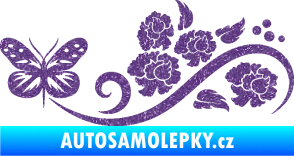Samolepka Květina dekor 015 levá s motýlem Ultra Metalic fialová