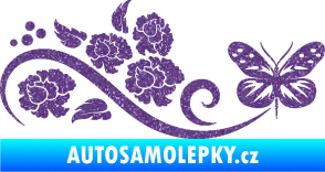 Samolepka Květina dekor 015 pravá s motýlem Ultra Metalic fialová