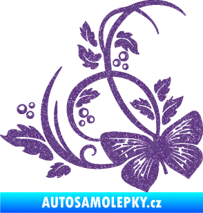 Samolepka Květina dekor 046 levá motýl Ultra Metalic fialová