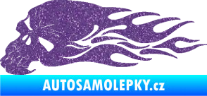 Samolepka Lebka 050 levá v plamenech Ultra Metalic fialová