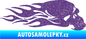 Samolepka Lebka 050 pravá v plamenech Ultra Metalic fialová